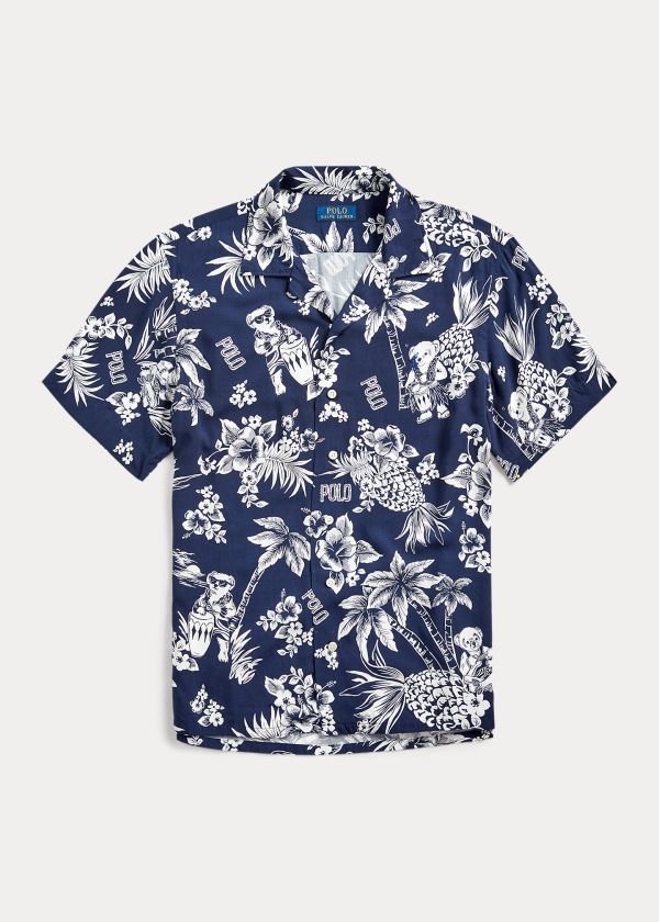 Polo Ralph Lauren Custom Fit Tropical Bear Skjorter Herre Danmark (IPWSD7038)